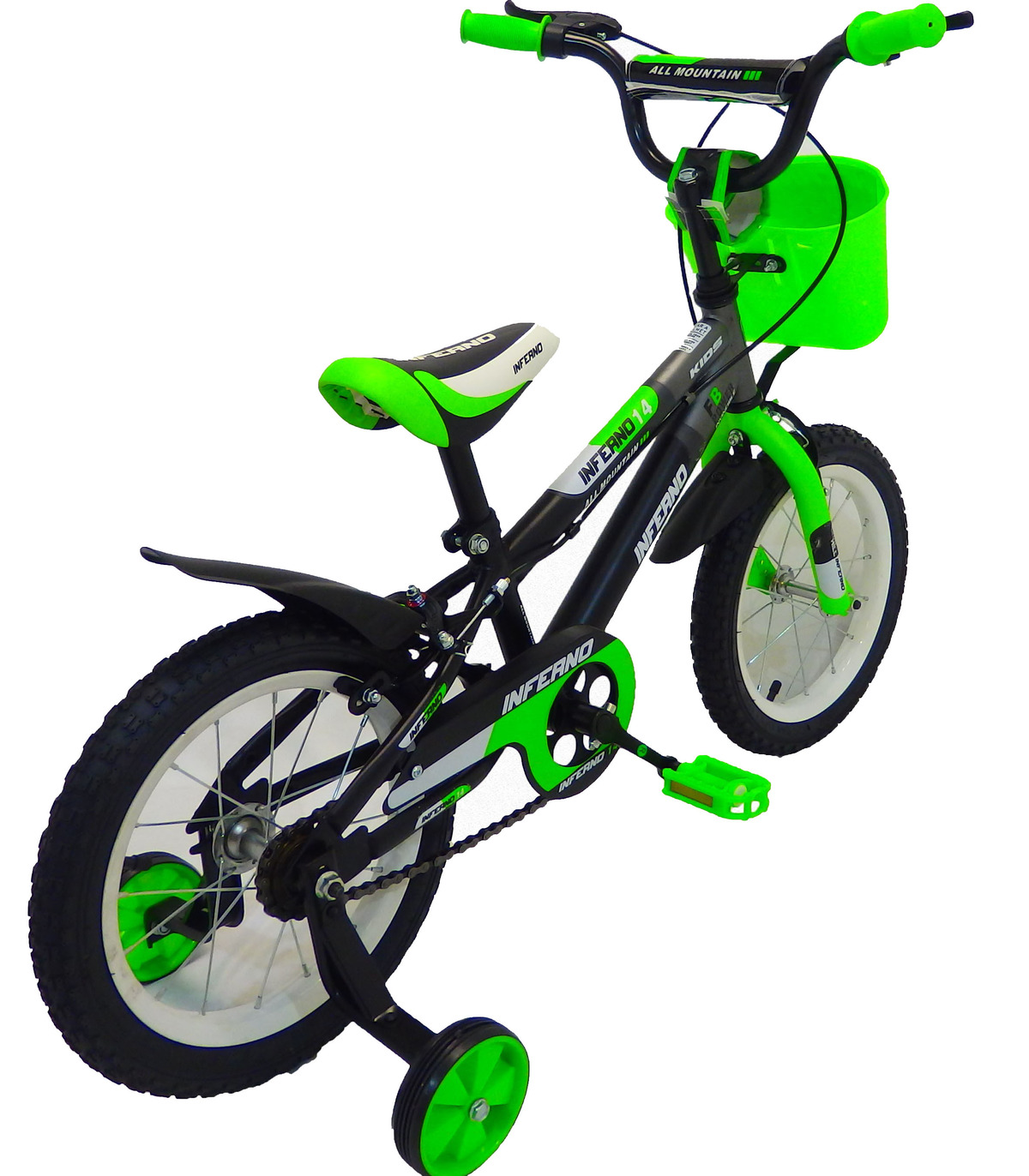 Bicicleta Infantil Para Niño Rodada 14 Negro Verde