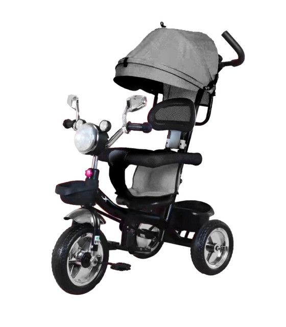 Triciclo de lujo 3en1 para Bebés Luz y Sonido Toldo Plegable Paseo Diseño de Motocicleta