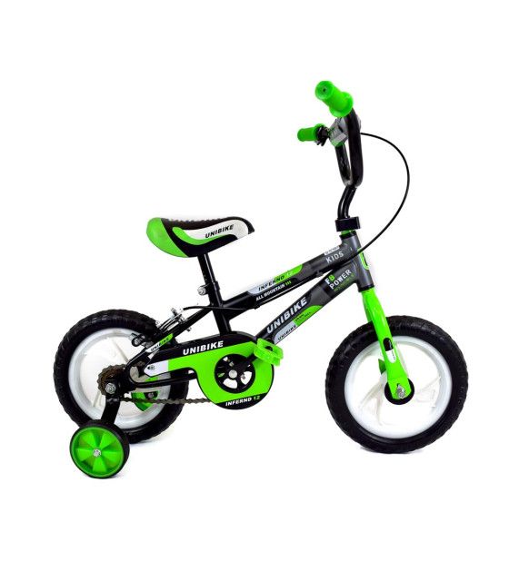 Bicicleta para Niños Rodada 12 con ruedas de entrenamiento Verde Unibike - 1