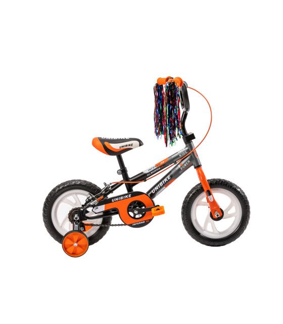 Bicicleta para Niños Rodada 12 con ruedas de entrenamiento Naranja Unibike - 1