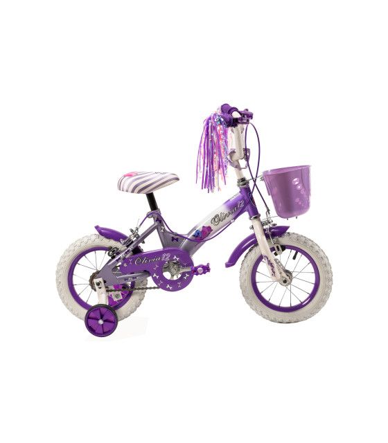 Bicicleta para Niñas R12 Llantas Aire y Entrenamiento Blanco Lila Unibike - 1