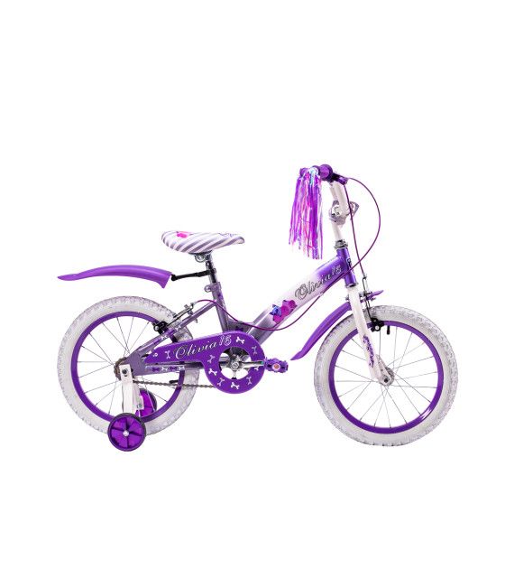 Bicicleta para Niñas R16 Llantas Aire y Entrenamiento Blanco Lila Unibike - 1