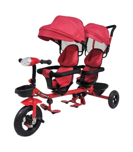 Triciclo para Niños Gemelar Doble Giratorio 360,Luz,Sonido The Baby Shop - 8
