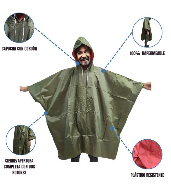 Capa Impermeable Poncho para Lluvia Portátil Capucha Industrial The Baby Shop - 1