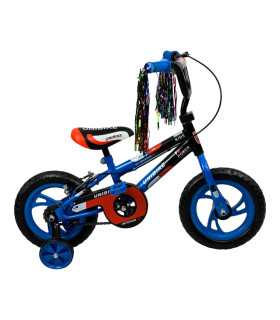 Bicicleta para Niños Rodada 12 Azul con ruedas de entrenamiento Unibike - 5
