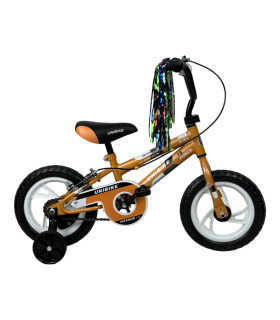Bicicleta para Niños Rodada 12 Cafe con ruedas de entrenamiento Unibike - 5