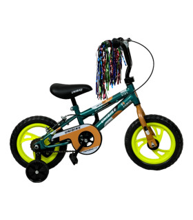 Bicicleta para Niños Rodada 12 Verde con ruedas de entrenamiento Unibike - 5