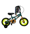 Bicicleta para Niños Rodada 12 Verde con ruedas de entrenamiento