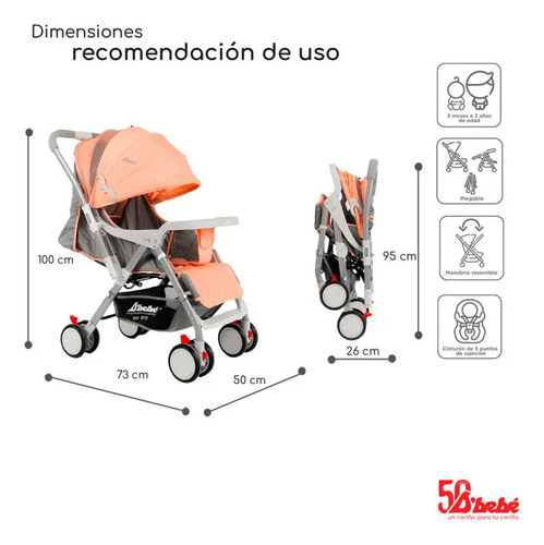 Carriola Reversible BABY BM Rosa · foto 3