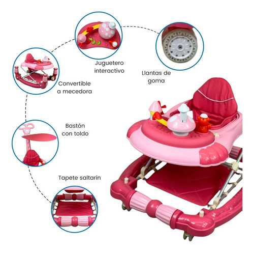ANDADERA GL-1077 TABLERO HONGUITO ROSA · foto 4