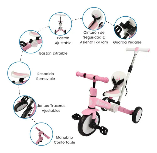 TRICICLO PLEGABLE NUEVO MODELO ROSA · foto 4