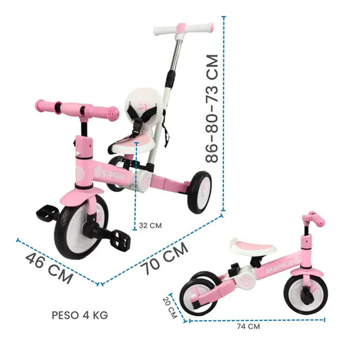 TRICICLO PLEGABLE NUEVO MODELO ROSA · foto 7