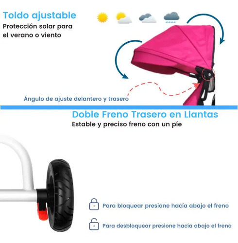 TRICICLO DOBLE NVO MODELO ROSA · foto 5