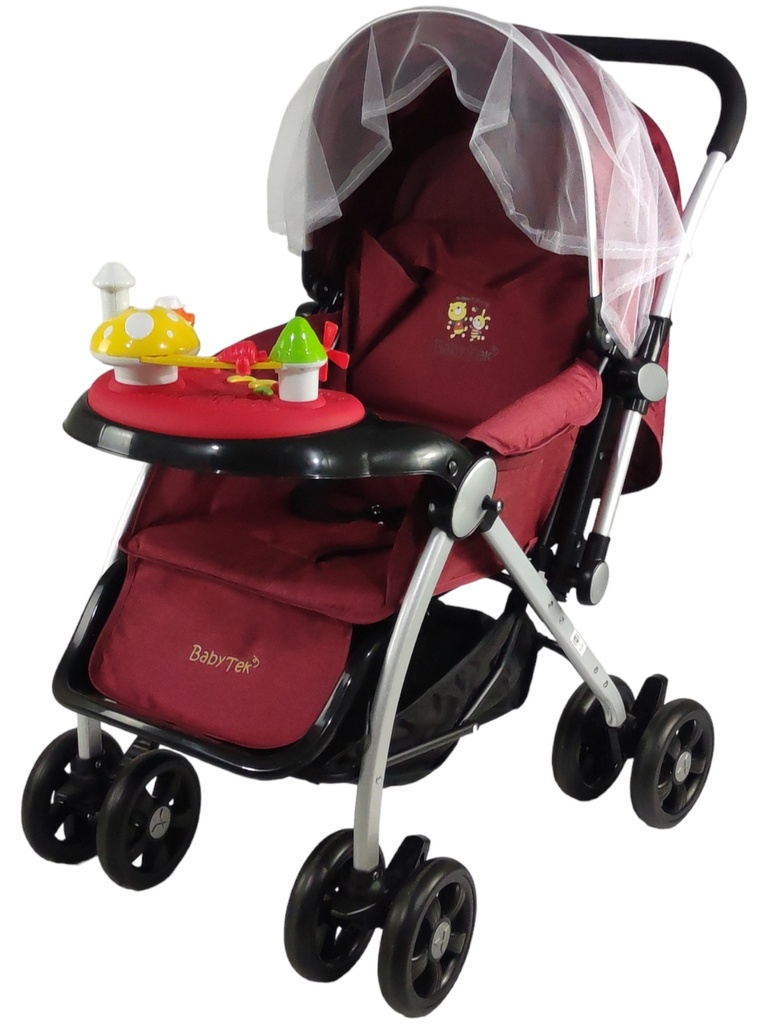 CARRIOLA REVERSIBLE TABLERO HONGO ROJO