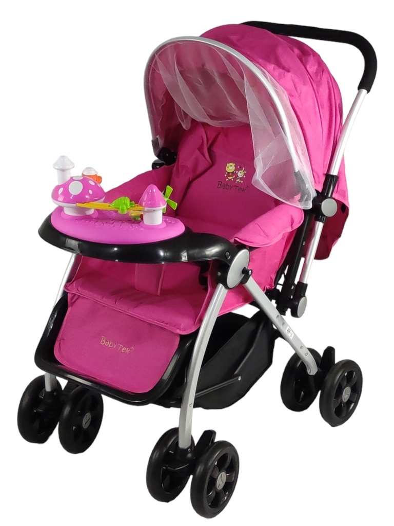 CARRIOLA REVERSIBLE TABLERO HONGO ROSA