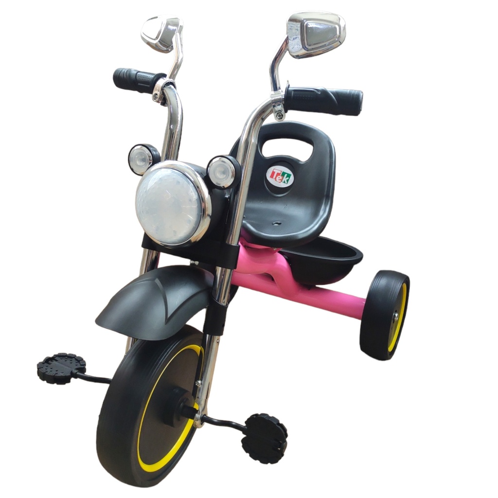 Triciclo tipo Moto faro con luz y sonido ROSA