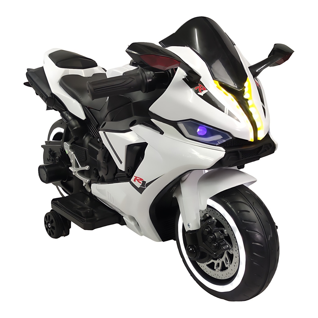 Moto Eléctrica de Pista musical con luz BLANCO
