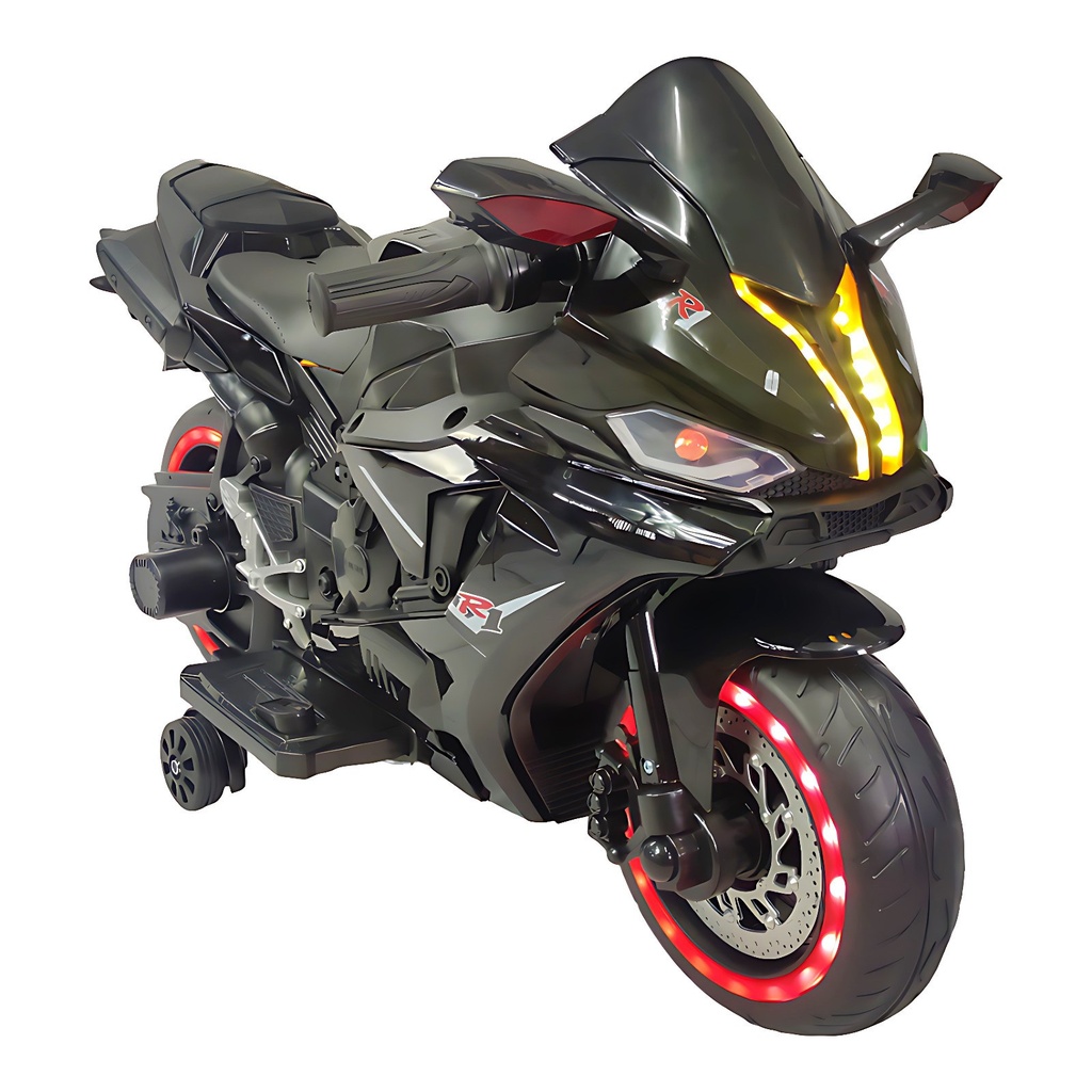 Moto Eléctrica de Pista musical con luz NEGRO