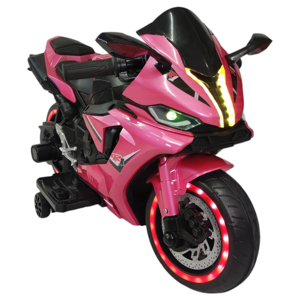 Moto Eléctrica de Pista musical con luz ROSA