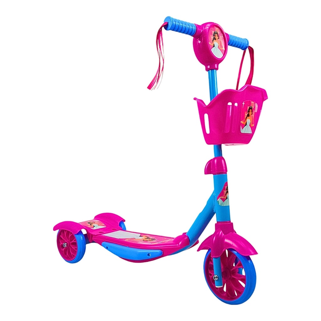 SCOOTER CON CANASTA LUZ Y SONIDO ROSA/AZUL