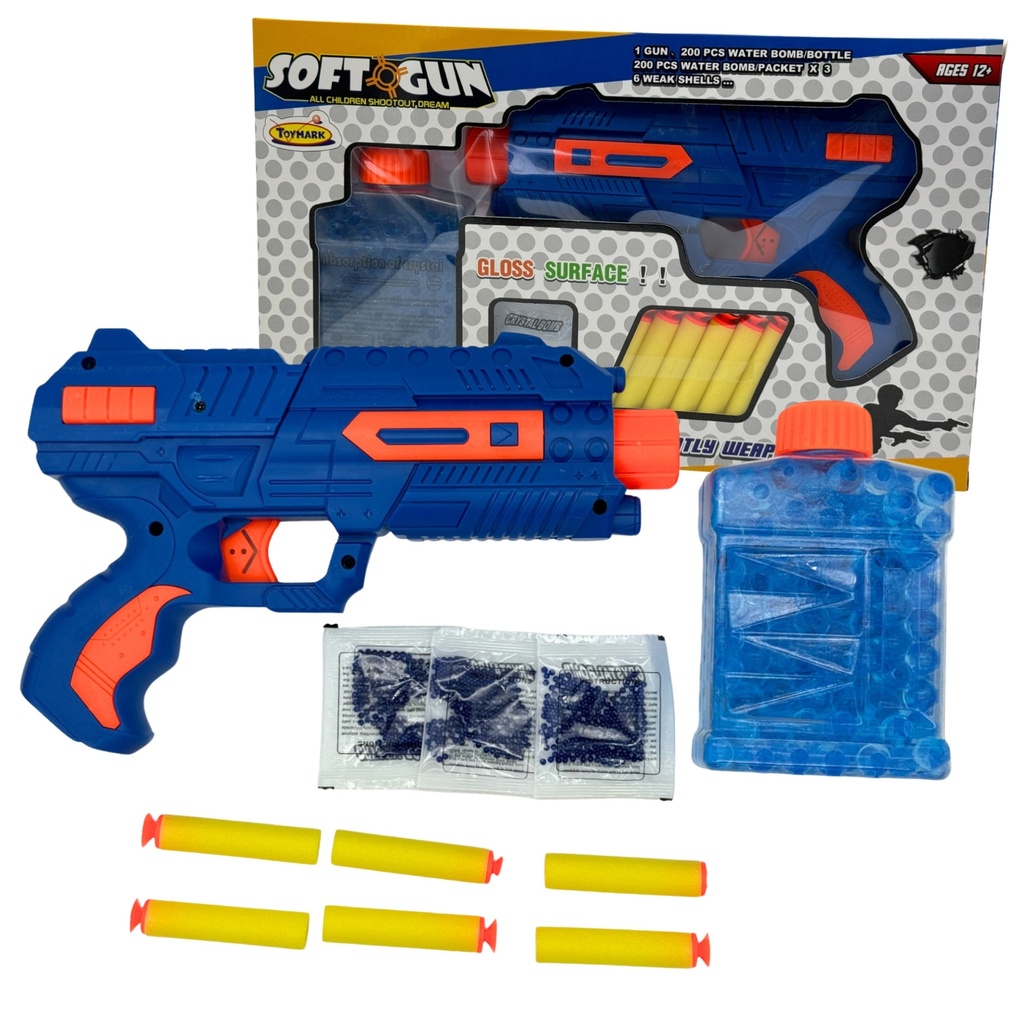 PISTOLA C/HIDROGEL EN CAJA VERDE AZUL