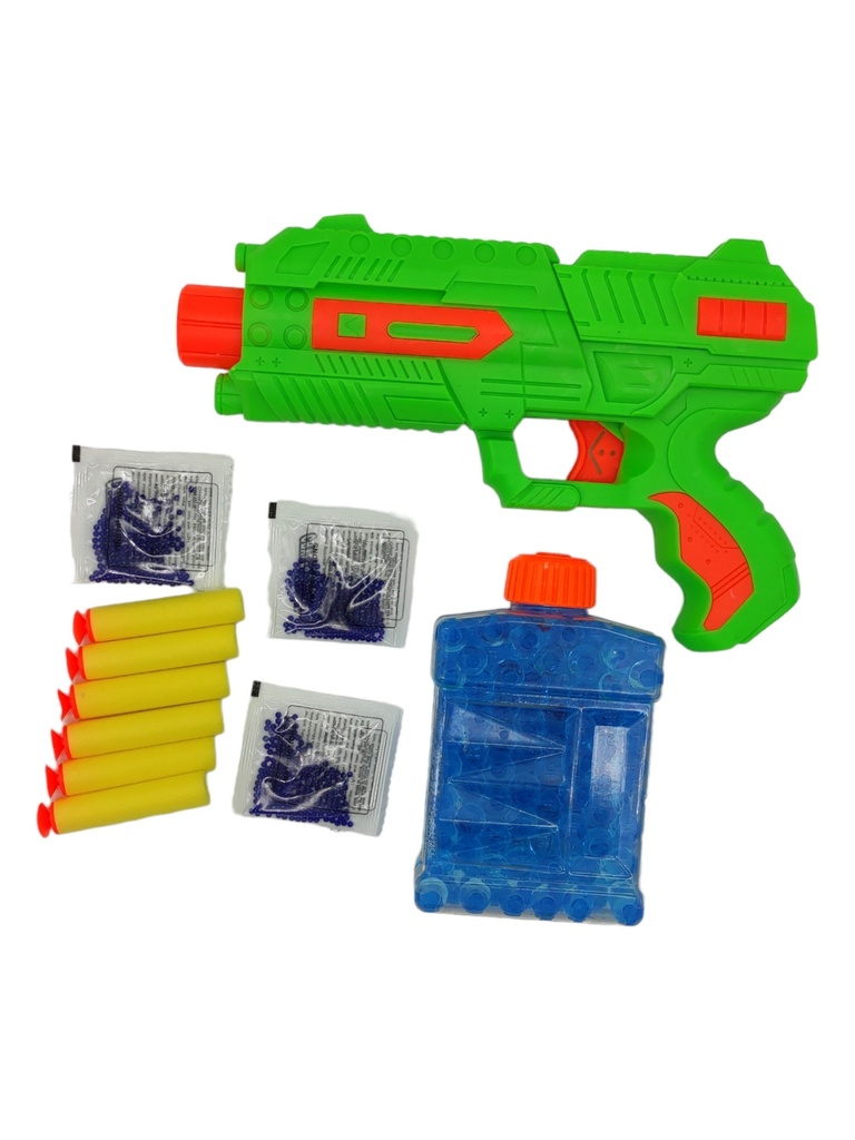 PISTOLA DE HIDROGEL CON DARDOS VERDE