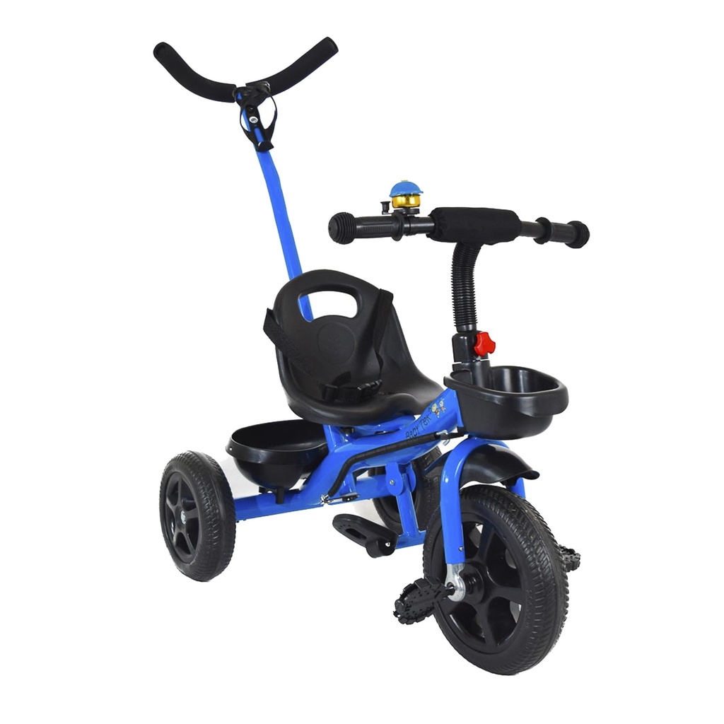 Triciclo Evolutivo Para Niños Con Bastón Dirigible Y Timbre AZUL
