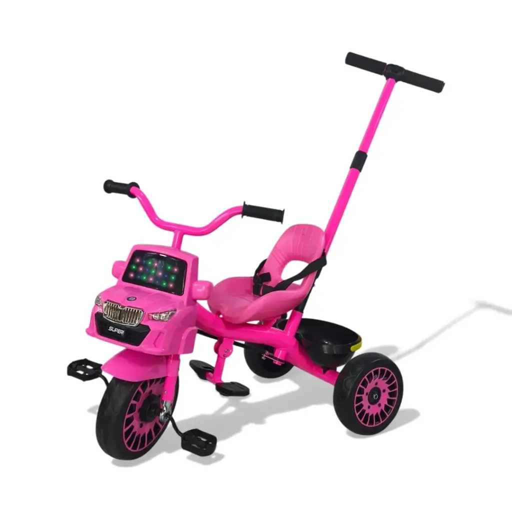 TRICICLO C/ BASTON DIRIGIBLE MUSICAL C/ LUZ CAMION TR903D ROSA