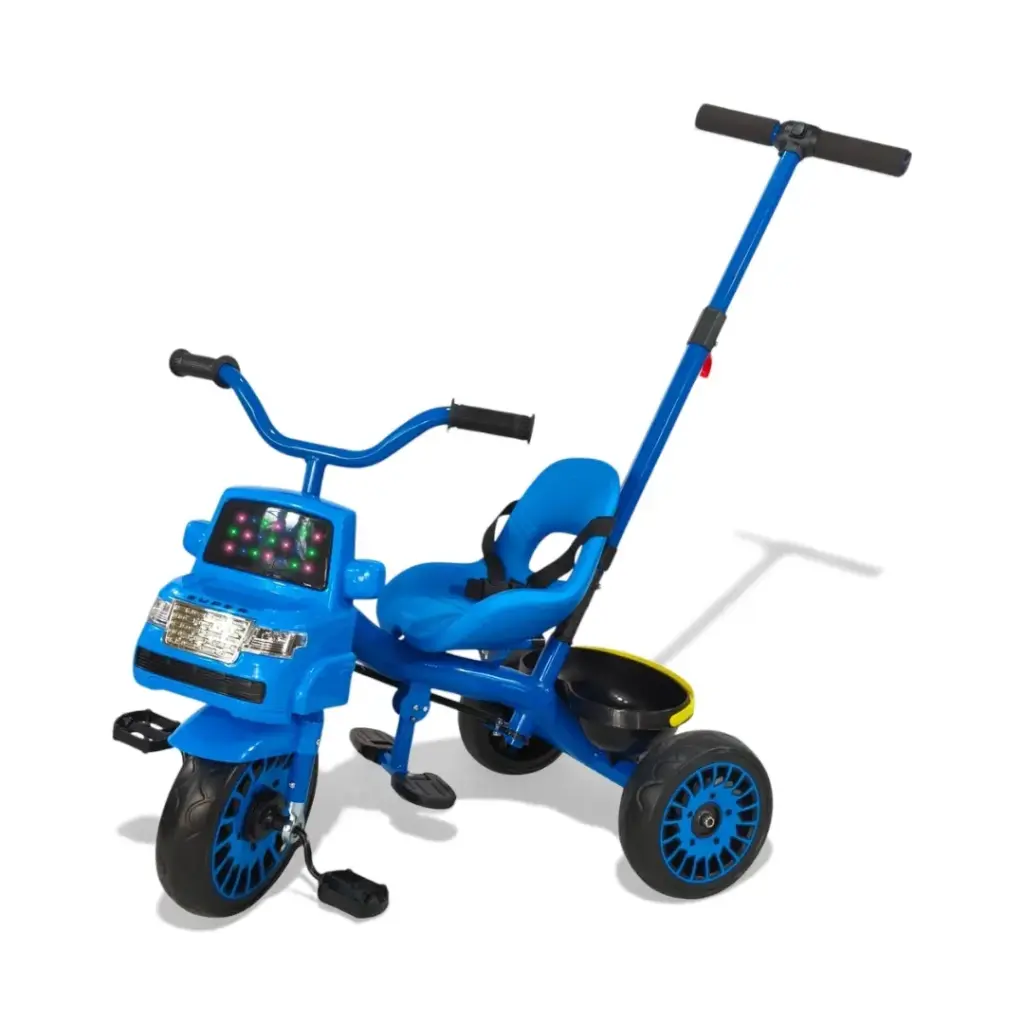 TRICICLO C/ BASTON DIRIGIBLE MUSICAL C/ LUZ TRAILER TR905D AZUL