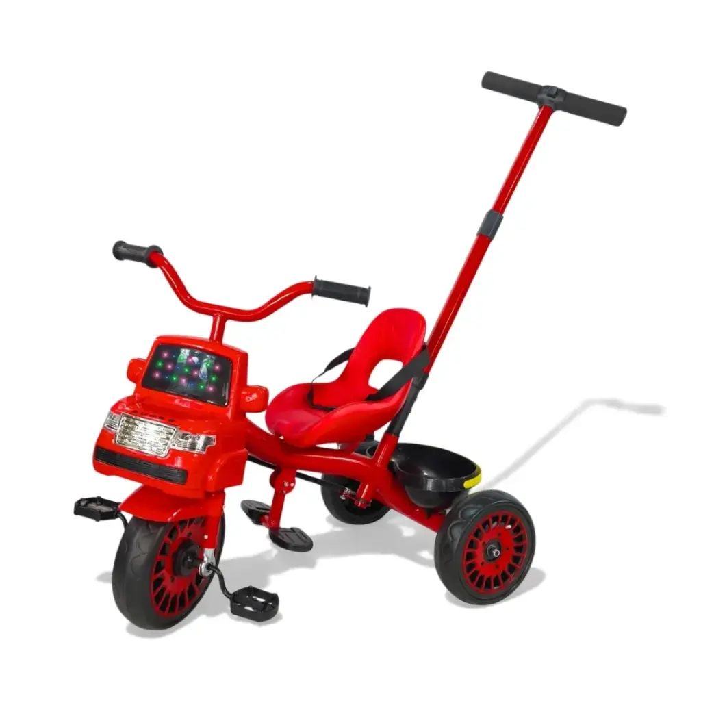 TRICICLO C/ BASTON DIRIGIBLE MUSICAL C/ LUZ TRAILER TR905D ROJO 