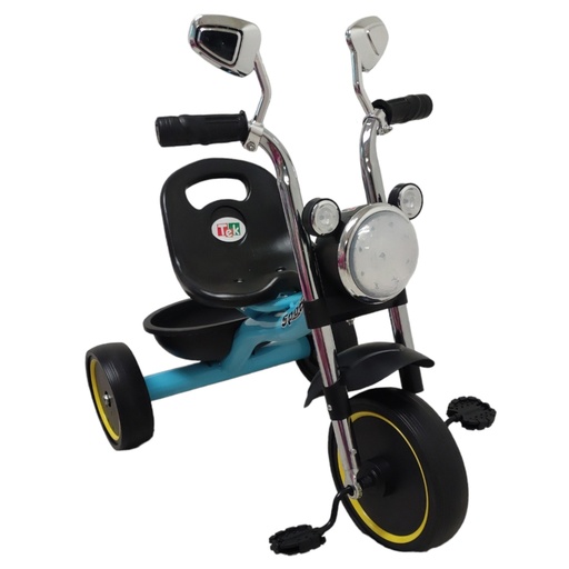 [TRICICLO808-AZU] Triciclo tipo Moto faro con luz y sonido AZUL