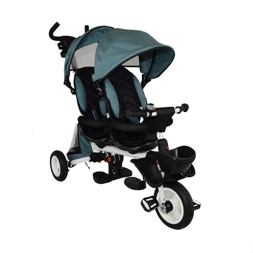 [JE-TC0010-Ver] TRICICLO DOBLE DE LUJO ASIENTO GIRATORIO VERDE