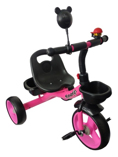 [TEK-TR-805-ROSA] TRICICLO ECONOMICO ESPEJO Y TIMBRE ROSA