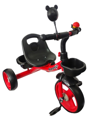 [TEK-TR-805-ROJO] TRICICLO ECONOMICO ESPEJO Y TIMBRE ROJO