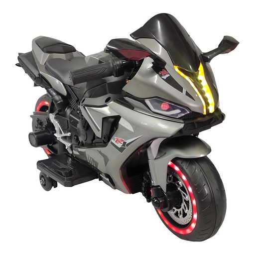 [628-TEK-Gris] Moto Eléctrica de Pista musical con luz GRIS
