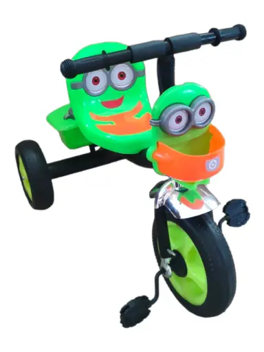 [BH009-Ver] Triciclo Infantil Ajustable Caritas Llantas Goma Canasta VERDE