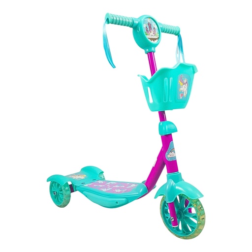 [HDL703-1-VerRos] SCOOTER CON CANASTA LUZ Y SONIDO VERDE/ROSA