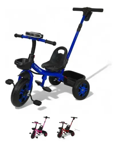 [TEK-TR333D-AZUL] Triciclo con bastón dirigible musical con luz TEK-TR333D AZUL